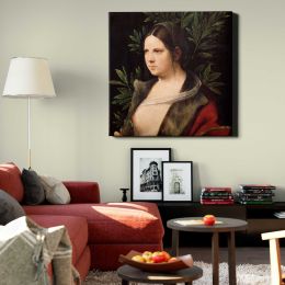 Portrait of a Young Woman (Laura) (1506) Square Canvas Wall Art