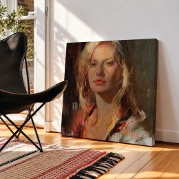 Portrait Study of a Young Woman by Daniel Gerhartz Square Canvas Wall Art