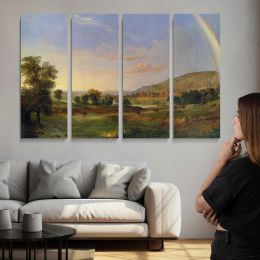 Rainbow over a River Landscape Canvas Wall Art Print