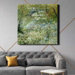 River Bank in Springtime (1887) Square Canvas Wall Art