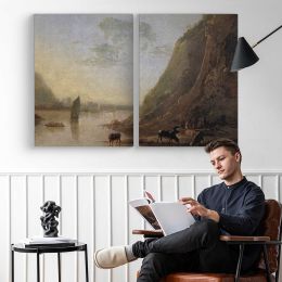 River Bank with Cows by Aelbert Cuyp Canvas Wall Art Print