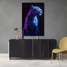 Roaring Neon Leopard - Glowing Animal Artwork in Bold Style