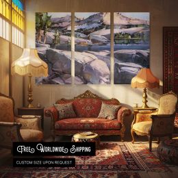 Rocky Coastal Village Canvas Wall Art Print
