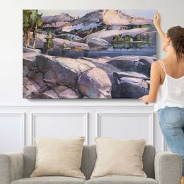Rocky Coastal Village Canvas Wall Art Print