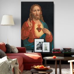 Sacred Heart of Jesus - Glowing Heart with Blessing Hand