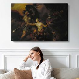 Satan, Sin and Death (A Scene from Milton’s «paradise Lost») by William Hogarth Canvas Wall Art Print