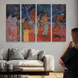 Scene from Tahitian Life by Paul Gauguin Canvas Wall Art Print