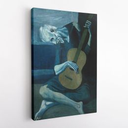 Pablo Picasso: Old Guitarist Artistic Modernism Famous Painting Photo Print on Canvas