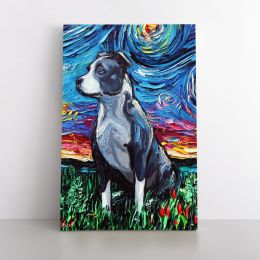 Vincent Van Gogh Painting Colorful Pitbull Artwork Abstract Canvas Wall Art