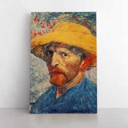 Vincent Van Gogh Painting Self-Portrait with a Straw Hat Artwork Abstract Canvas Wall Art