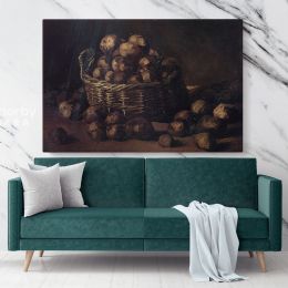 Still Life With A Basket Of Potatoes by Vincent Van Gogh Dutch Painter Original Canvas Wall Art