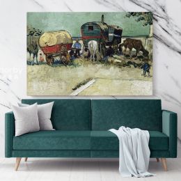 Encampment Of Gypsies With Caravans Painting by Vincent Van Gogh Dutch Painter Canvas Wall Art