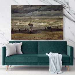 Beach At Scheveningen In Stormy Weather Painting by Vincent Van Gogh Dutch Painter Canvas Wall Art
