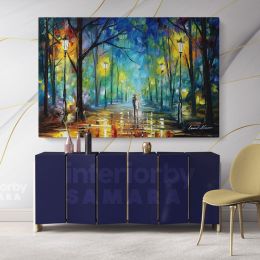 Walk in Night Palette Knife Art Oil Painting by Leonid Afremov Canvas Wall Art