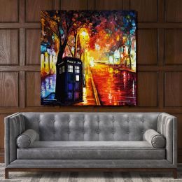 Street of Old Town Palette Knife Oil Painting by Leonid Afremov Canvas Wall Art