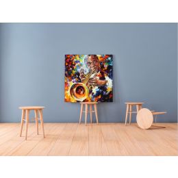 Louis Armstrong Music Palette Knife Oil Painting by Leonid Afremov Canvas Wall Art