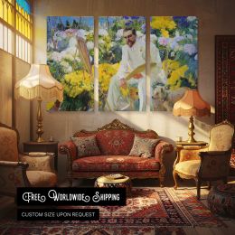Seated Man in a Flower Garden Canvas Wall Art Print