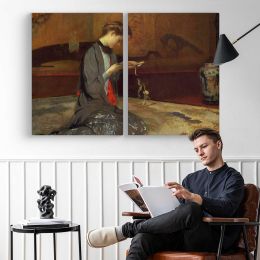 Seated Woman beside a Bed Canvas Wall Art Print