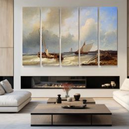 Shipping Off the Dutch Coast by Abraham Hulk Snr Canvas Wall Art Print