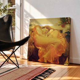 Sleeping Woman in Golden Drapery by Frederic Leighton Square Canvas Wall Art
