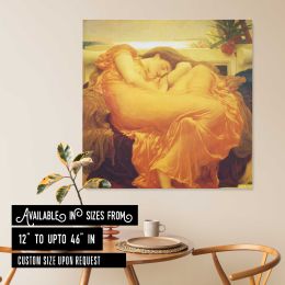 Sleeping Woman in Golden Drapery by Frederic Leighton Square Canvas Wall Art
