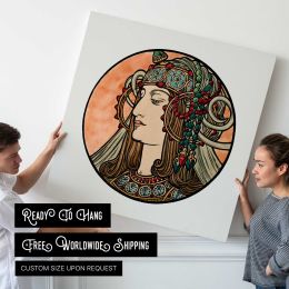 Stained glass window for the facade of the Fouquet boutique by Alphonse Maria Square Canvas Wall Art