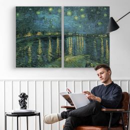 Starry Night over the Rhone by Vincent van Gogh Canvas Wall Art Print