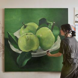 Still life with apples (1935) oil painting by Mikulas Galanda Square Canvas Wall Art