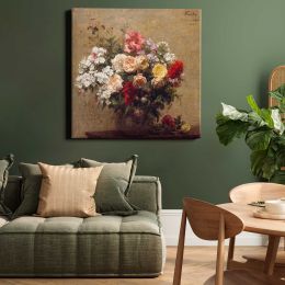 Summer Flowers (1880) in high resolution by Henri Fantin–Latour Square Canvas Wall Art
