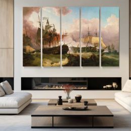 The Battle of Camperdown by Phillip James De Loutherbourg Canvas Wall Art Print