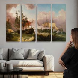 The Battle of Camperdown by Phillip James De Loutherbourg Canvas Wall Art Print