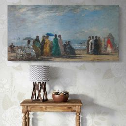 The Beach at Trouville by Claude Monet Panoramic Canvas Print