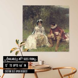 The Courtship by A. Moreau Square Canvas Wall Art