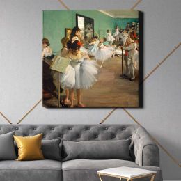The Dance Class (1874) painting in high resolution by Edgar Degas Square Canvas Wall Art