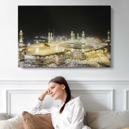 The Grand Mosque Illuminated at Night Canvas Wall Art Print