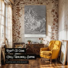 The Great Flood by Gustave Dore - Genesis Engraving of Chaos, People and Animals Canvas Wall Art
