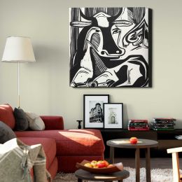 The Large Cow Lying Down (1929) print in high resolution by Ernst Ludwig Kirchner Square Canvas Wall Art