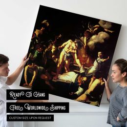The Martyrdom of Saint Matthew by Caravaggio Square Canvas Wall Art