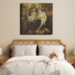 The Mystic Marriage of St Rose of Lima (1666 - 1670) by Lazzaro Baldi and anonymous Square Canvas Wall Art
