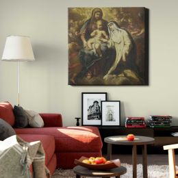 The Mystic Marriage of St Rose of Lima (1666 - 1670) by Lazzaro Baldi and anonymous Square Canvas Wall Art