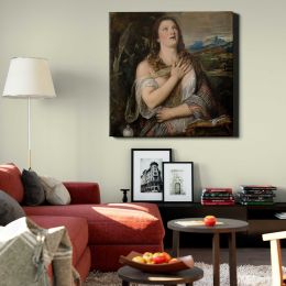 The Penitent Magdalene by Titian Tiziano Vecellio Square Canvas Wall Art