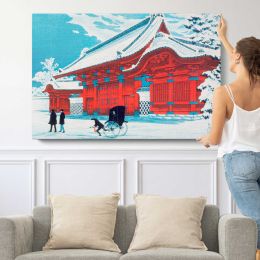 The Red Gate of Hongo in Snow Canvas Wall Art Print