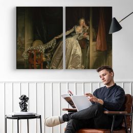The Stolen Kiss by Jean-honore Fragonard Canvas Wall Art Print