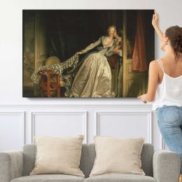 The Stolen Kiss by Jean-honore Fragonard Canvas Wall Art Print