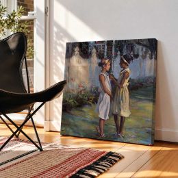 Two Girls on a Woodland Path by Daniel Gerhartz Square Canvas Wall Art