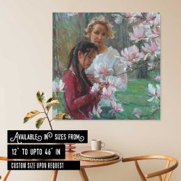 Two Women beneath Magnolia Blossoms by Daniel Gerhartz Square Canvas Wall Art