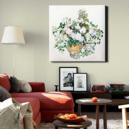 Van Gogh's Still Life Vase with Pink Roses Square Canvas Wall Art