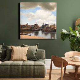 View of Delft (ca. 1660–1661) famous painting BY Johannes VERMEER Square Canvas Wall Art
