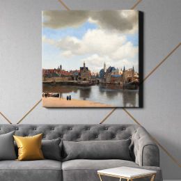 View of Delft (ca. 1660–1661) famous painting BY Johannes VERMEER Square Canvas Wall Art