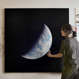 View of the Earth seen from the Apollo 12 spacecraft Square Canvas Wall Art